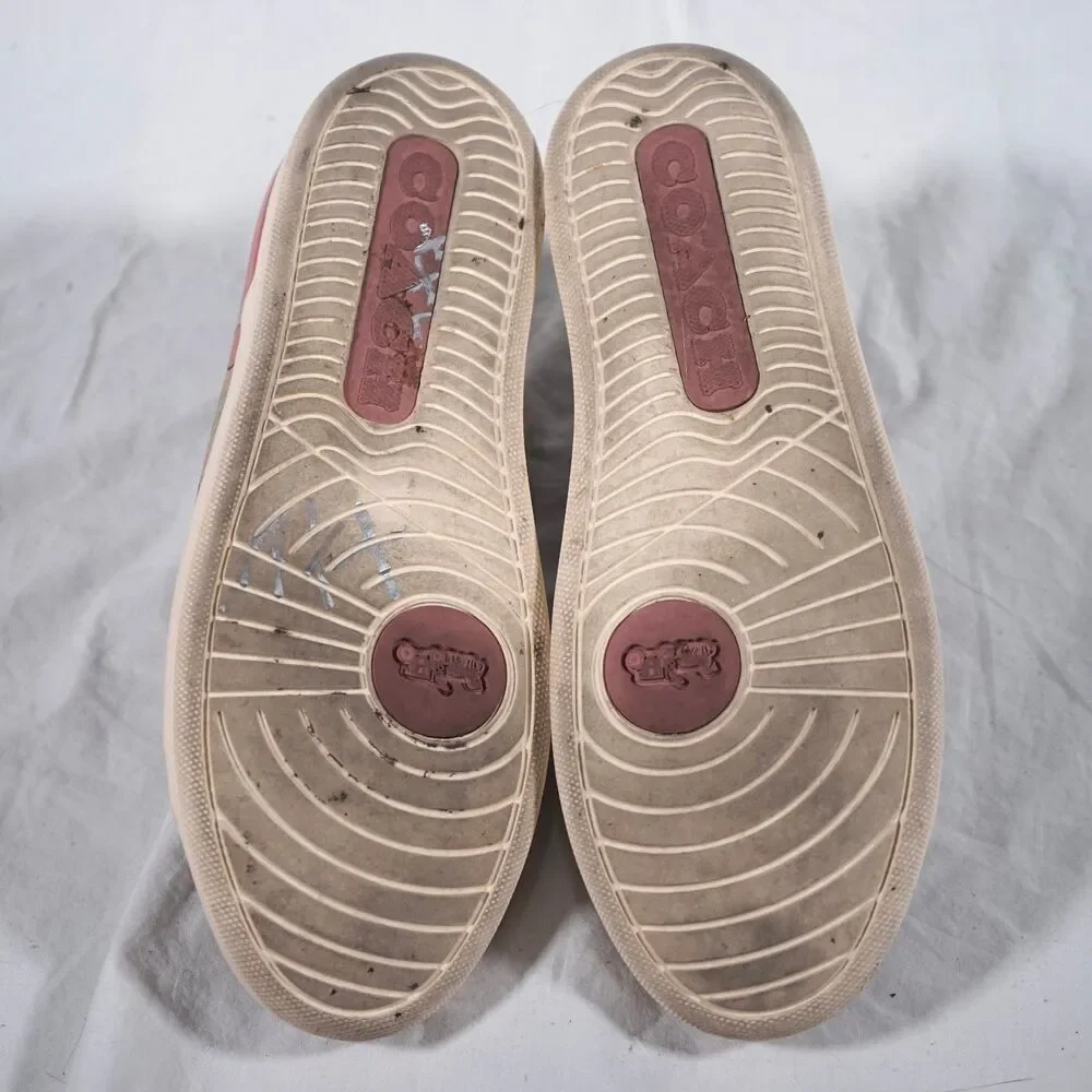 Coach Cherry All Over Print Sneakers Tan Beige Pink Women's 8.5B RARE